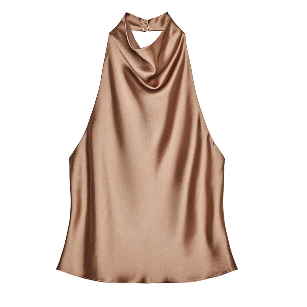 Zara Satin Halter Top in Bronze